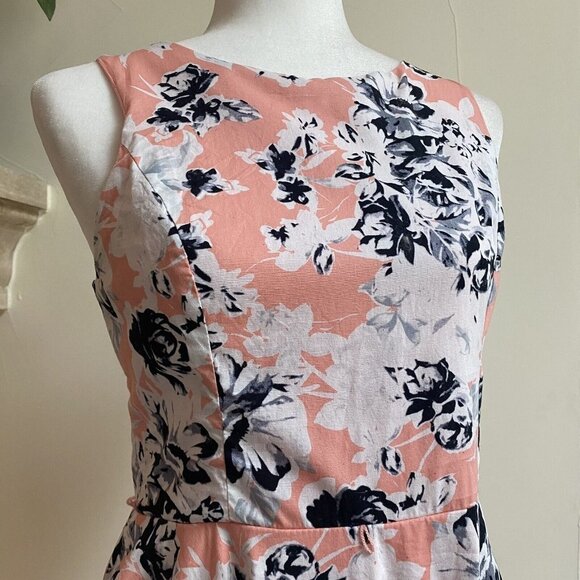 Bailey Blue Pink Floral Print Sleeveless Fit Flare Women Size Large Mini Dress - Picture 3 of 16